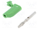 Plug; 4mm banana; 32A; 33VAC; 70VDC; green; Max.wire diam: 4mm