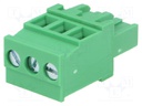 Pluggable terminal block; 5mm; ways: 3; angled; plug; female; 300V