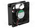 Fan: DC; axial; 12VDC; 80x80x25mm; 101.9m3/h; 47.5dBA; ball bearing