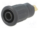 Socket; 4mm banana; 24A; 1kV; black; gold-plated; on panel; 12.2mm