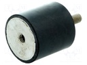 Vibration damper; M8; Ø: 40mm; rubber; L: 40mm; Thread len: 23mm