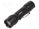 Torch: LED tactical; waterproof; 2h; 70lm; Colour: black