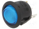 ROCKER; SPST; Pos: 2; OFF-ON; 20A/14VDC; blue; LED; Rcont max: 50mΩ