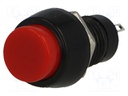 Switch: push-button; Pos: 2; SPST-NO; 1A/250VAC; red; Illumin: none