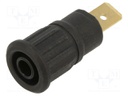 Socket; 4mm banana; 32A; 1kV; black; gold-plated; on panel