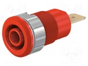 Socket; 4mm banana; 32A; 1kV; Cutout: Ø12.2mm; red; gold-plated