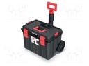 Container: toolbox; polymer; black; 530x355x390mm; 50kg; on wheels