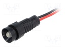 Indicator: LED; recessed; 220VDC; Cutout: Ø11mm; IP40; 300mm leads