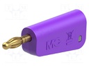 Plug; 4mm banana; 19A; 30VAC; 60VDC; violet; gold-plated; 1mm2