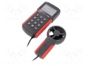 Thermoanemometer; LCD,with a backlit; 2÷30m/s; 0÷40°C