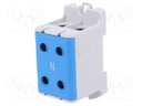 Splice terminal: rail; 95mm2; ways: 1; terminals: 4; blue; polyamide