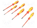 Screwdrivers; Pcs: 6; insulated; 1kVAC; Bit: Phillips,slot