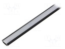 Profiles for LED modules; white; angular; black; L: 1m; aluminium