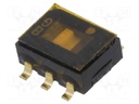 Switch: slide; Pos: 2; DPDT; 0.1A/6VDC; ON-ON; Mounting: SMT