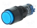 Switch: push-button; Pos: 2; SPDT; 0.5A/250VAC; 1A/24VDC; blue; none