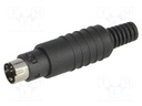 Plug; DIN mini; male; PIN: 4; with strain relief; soldering; 100V