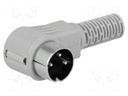 Plug; DIN; male; PIN: 3; Layout: 180°; angled 90°; for cable