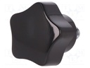 Knob; Dia: 25mm; M6; 10mm; H: 21mm; duroplast (PF); black; -20÷110°C