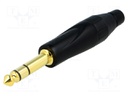 Plug; Jack 6,35mm; male; stereo; straight; for cable; soldering
