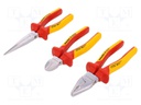 Pliers; Pcs: 3; insulated; Package: cardboard packaging; steel