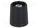 Knob; without pointer; ABS; Shaft d: 6mm; Ø13.5x15.5mm; black