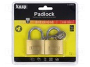 Padlock; brass; Application: gates,toolboxes,cabinets,sheds