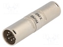 Coupler; XLR male,both sides; PIN: 5; silver; straight
