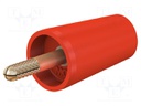 Adapter; 4mm banana; 32A; red; gold-plated; 42mm