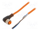 Connection lead; M12; PIN: 4; angled; 2m; plug; 250VAC; 4A; -25÷90°C