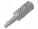 Screwdriver bit; Allen hex key,spherical; HEX 2,5mm