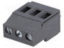 PCB terminal block; angled 90°; 5mm; ways: 3; on PCBs; 0.5÷4mm2