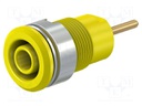 Socket; 4mm banana; 24A; 1kV; Cutout: Ø12.2mm; yellow; gold-plated