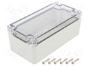 Enclosure: multipurpose; X: 80mm; Y: 160mm; Z: 60mm; ZP; ABS; IP67