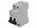 Circuit breaker; 230/400VAC; Inom: 6A; Poles: 2; Charact: C; 10kA