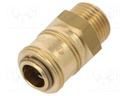 Quick connection coupling EURO; brass; Ext.thread: 1/2"