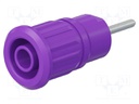 Socket; 4mm banana; 24A; 1kV; L: 35.5mm; violet; nickel plated