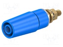 Socket; 4mm banana; 32A; 1kV; blue; gold-plated; insulated