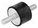 Vibration damper; M8; Ø: 30mm; rubber; L: 20mm; Thread len: 20mm