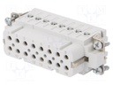 Connector: HDC; contact insert; female; C146; PIN: 16; 16+PE; 16A