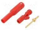 Plug; 1,5mm banana; red; gold-plated; Insulation: PA; Ø: 2.1mm