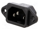 Connector: AC supply; socket; male; 10A; 250VAC; IEC 60320