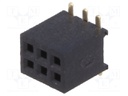 Socket; pin strips; female; PIN: 6; straight; 1.27mm; SMT; 2x3; 1A