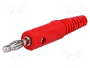 Plug; 4mm banana; 32A; 60VDC; red; with transversal socket