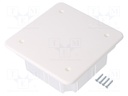 Enclosure: back box; X: 92mm; Y: 92mm; Z: 45mm; plaster embedded