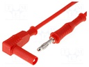 Test lead; PVC; 1m; red; 20A; 70VDC; Cond.cross sec: 1mm2; 33VAC