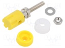 Socket; 4mm banana; 15A; 48VDC; yellow; nickel plated; on panel