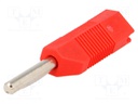 Plug; 4mm banana; 16A; 50VDC; red; 2.5mm2; Plating: nickel plated