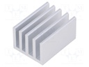 Heatsink: extruded; grilled; natural; L: 25mm; W: 19mm; H: 10mm; plain