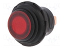 Switch: push-button; Pos: 2; SPST; 10A/14VDC; red; Illumin: LED; red