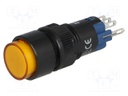 Switch: push-button; Pos: 2; SPDT; 0.5A/250VAC; 1A/24VDC; orange